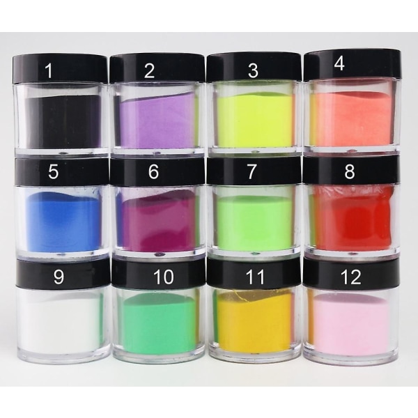 12 färger Akrylpulver- Nail Art Powder Akrylfärgad monomer color 8