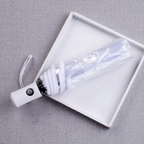 Transparent Automatisk Paraply Dame Paraply Foldbar Parasol Til Regn Og Sol Vindtæt Dame Regn Paraplyer Automatic white