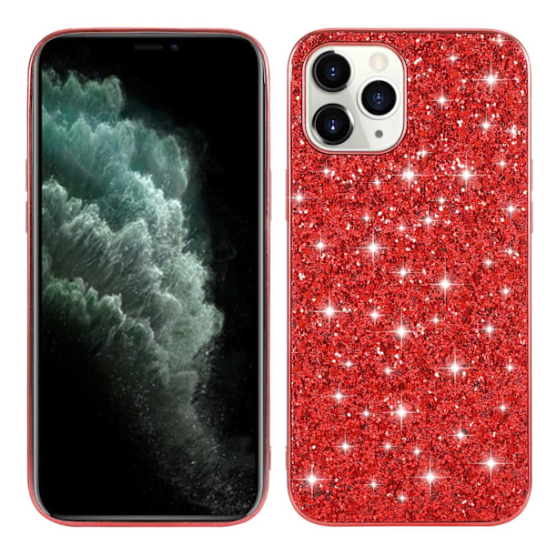 Etui til iPhone 14promax Blinkende rød Elektroplettering glitter Læder Groft pulver diamantlæder