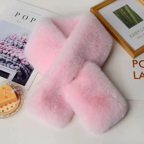 Dame falsk krage Avtakbar halv Vinter Plysj Fortykket Skjerf Girl pink