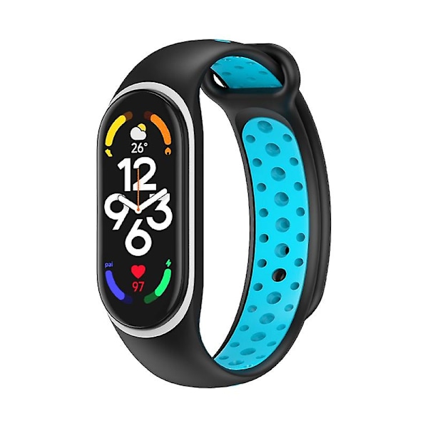 Hvid Kant   Sort Blå Hvid Kant   Sort Blå Silikone Urrem kompatibel med Xiaomi Mi Band 7