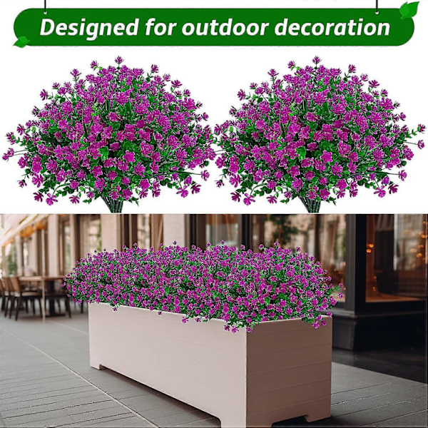 20 Bundter Kunstige Blomster til UV-bestandige Fake Planter, Kunstige Blomster til Udendørs Plastik Grønt Buske til Have Veranda Vindue Bo Fuchia