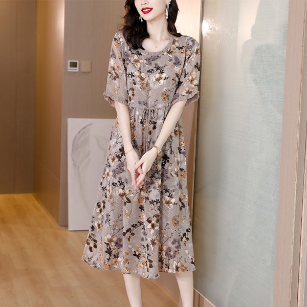 Klänning med printed midiklänning med spets för kvinnor Picture color 2XL 58 00 kg-62 50 kg