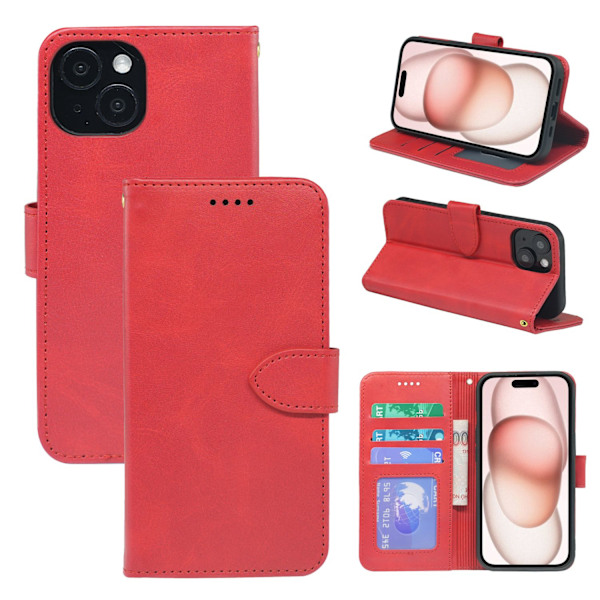 Fodral för iPhone iPhone 14pro 6.1 Ljus Röd Magnetiskt läder fotoram