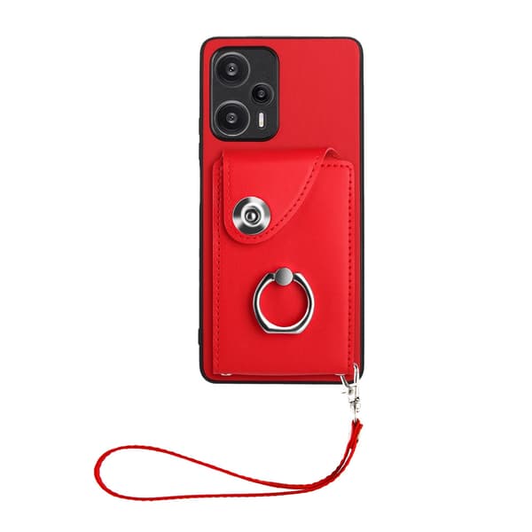 Etui til iPhone 13 Pro Rød + stor håndstropp Lommebok med kortholder