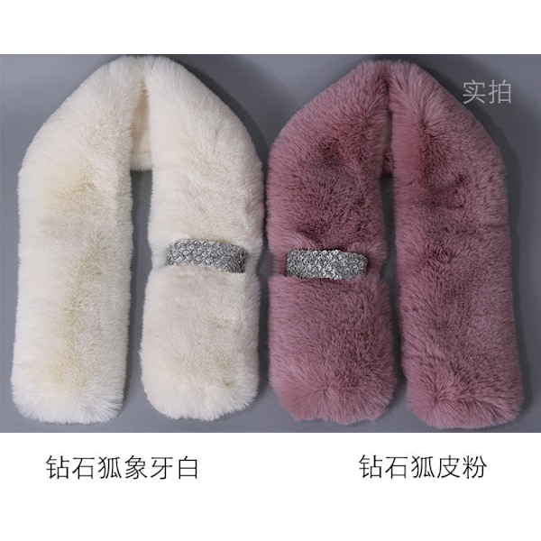 Dame falsk krage Avtakbar halv Plysj Fuskepels Imitasjonspels Sc Super soft beige Sequined scarf