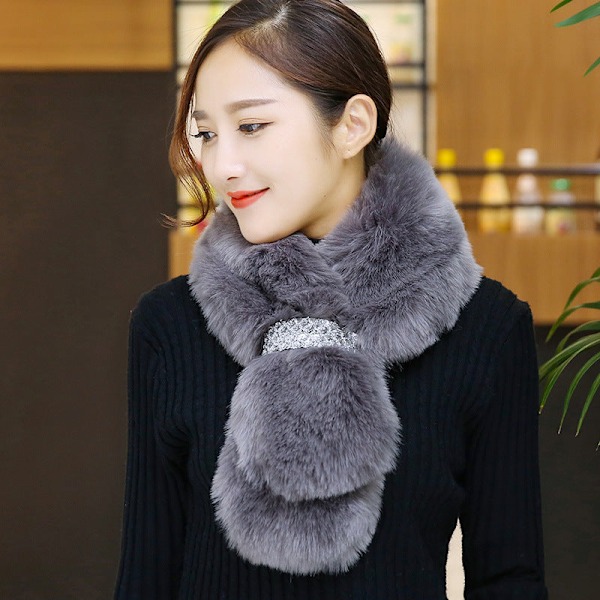 Dame falsk krage Avtakbar halv Plysj Fuskepels Imitasjonspels Sc Mint Green Sequined scarf