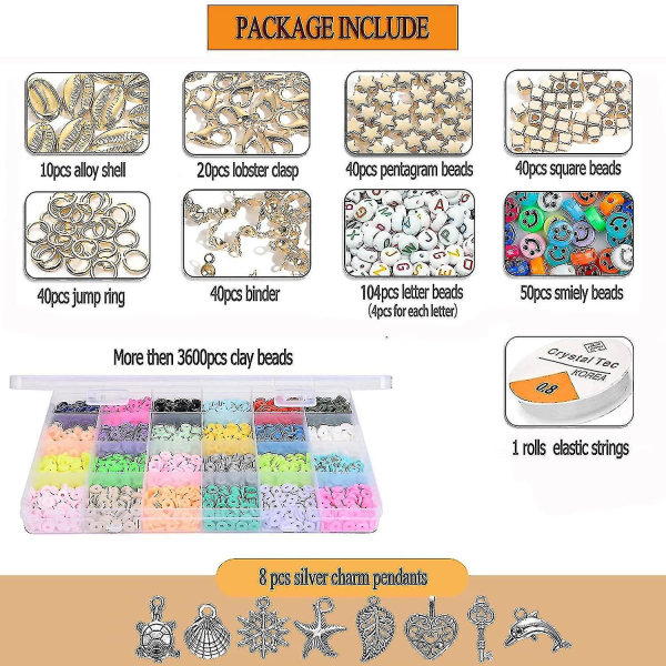 Nya 4000 st lerpärlor för smycken Armbandstillverkningssats 6 mm 24 färger platt polymer