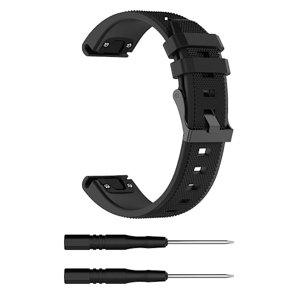 Sort Sort kompatibel med Garmin Fenix5 (22mm) silikonrem