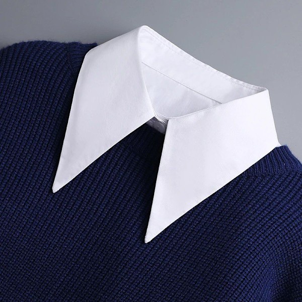 Dame falsk krage Vinter Vår Ren Bomull Allsidig Casual Anti-Wrinkle pointed collar (white)