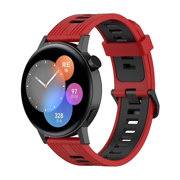 Rød Sort Rød Sort Silikone Urrem kompatibel med Huawei Watch Gt 3 42mm