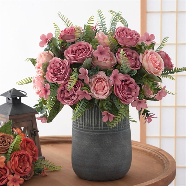 Kunstige Blomster, Vakre, Iøynefallende, Romantiske, Livaktige, Unike Kunstige Silkeblomster til Fest Dark pink