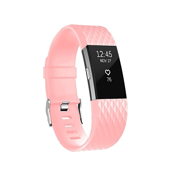 Vaaleanpunainen timanttikuvioinen ranneke, yhteensopiva Fitbit Charge 2:n kanssa, 10,5x8,5 cm