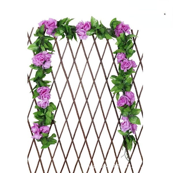 2,4 m Kunstig Blomstrende Silke Rose Blomster Ranke Efeu Hjem Bryllupsdekoration Purple