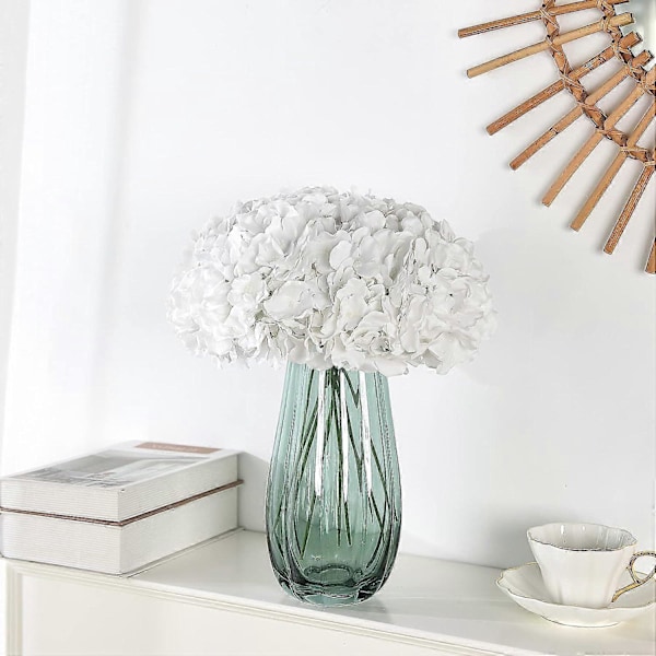 10 st Silkeshortensia Huvuden med Stjälkar Konstgjorda Blommor för Bröllopsfest Heminredning (Off White) White