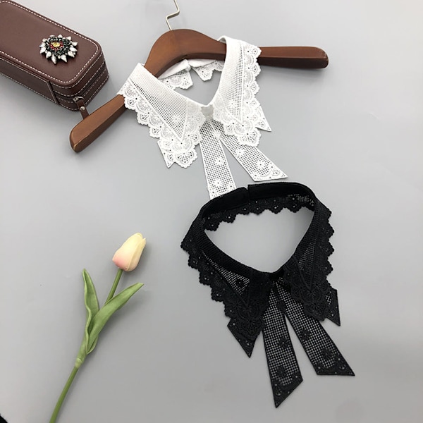 Dame falsk krave Aftagelig halv Vandopløselig Broderi D ZM20220503 Black * ZM20220503