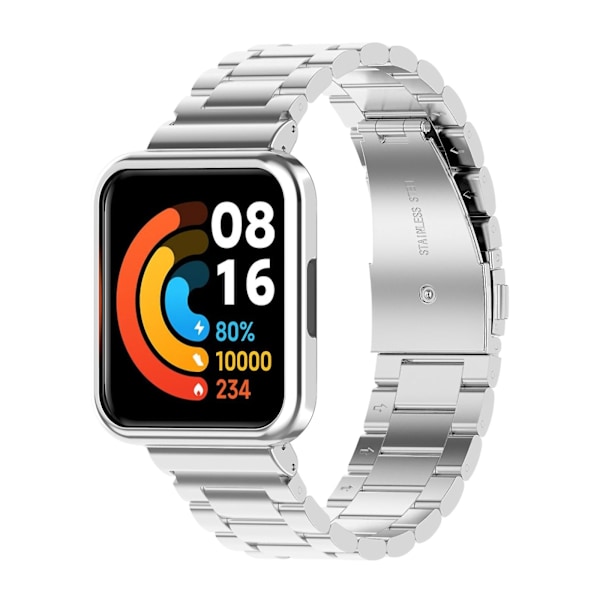 Silverfärgat metallarmband med klockram kompatibelt med Xiaomi Redmi Watch2 Lite International Version