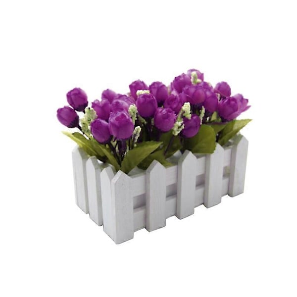 1 stk. Kunstig Blomsterknopp Gjerde Bonsai Hage Stue Fest Skrivebordsdekor Purple