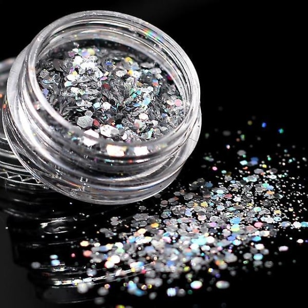 3gm holografiska paljetter Glitter - Shiny Eye Skin Highlighter Face Make Silver