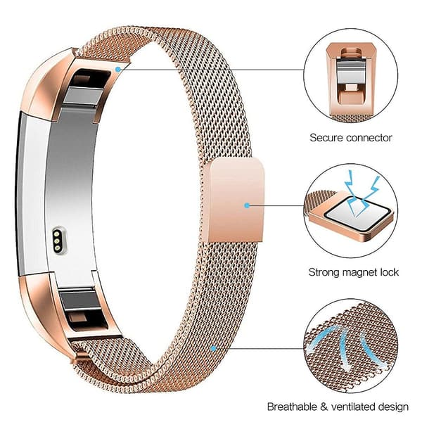 Lys Lilla Lys Lilla Rustfrit Stål Magnetisk Håndledsrem kompatibel med Fitbit Alta, 130-170mm