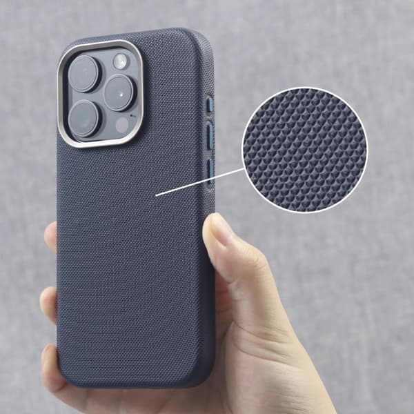 Etui til iPhone 15 Pro Navy Diamantmønster læder magnetisk linse