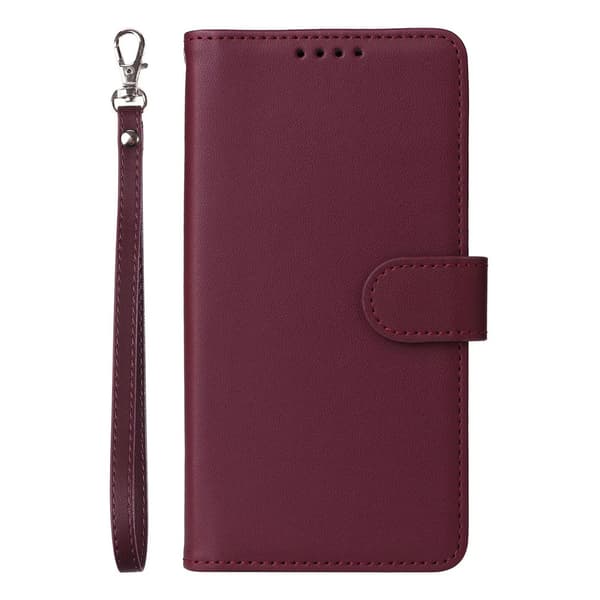 Etui til iPhone 15 Pro Vinrød Split Magnetisk 2-i-1 Standpung med Kortholder
