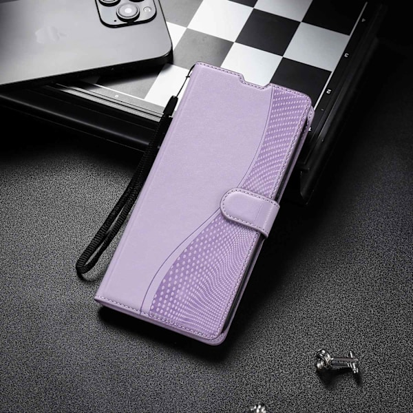 Fodral för iPhone 16 Plus Lavendellila Magnetiskt Flip Plånboksfodral med Korthållare
