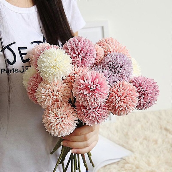 1 stk. Kunstig Løvetann Torneblomst Ball DIY Bryllupsfest Skrivebordsdekorasjon Dark Pink