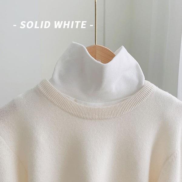 Lös krage för kvinnor Avtagbar halv Hög hals Innerdel Solid color white