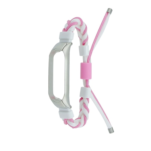Vit Rosa Vit Rosa Flätad Sladd Nylon Klockarmband kompatibelt med Xiaomi Mi Band 7