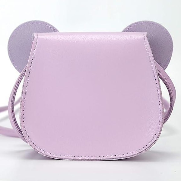 Liten Museøre Sløyfe Crossbody Veske, PU Skulderveske Håndveske for Barn Jenter Småbarn (Sløyfe&lilla)
