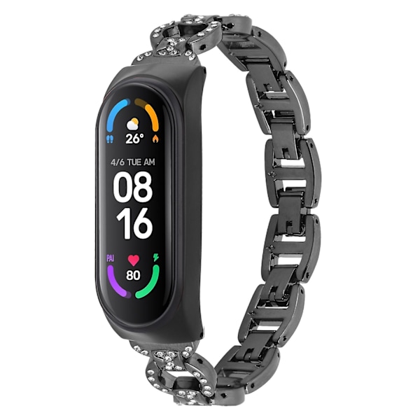 Sort Sort 8-formet Diamant Legering Urrem kompatibel med Xiaomi Mi Band 6 / 5