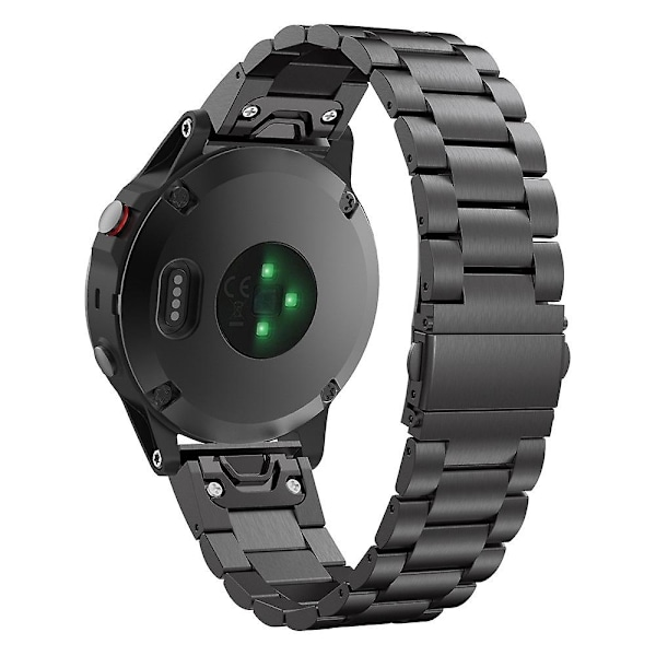 Sort Sort kompatibel med Garmin Fenix 5x metallklokkereim