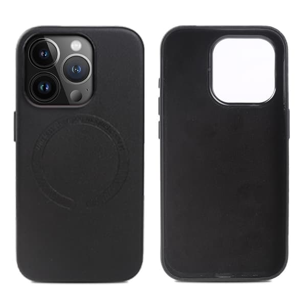 Etui til iPhone 16 Pro MaxPU magnetisk svart Full-Body magnetisk lær
