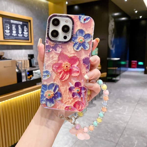 Etui til iPhone 17 Pro Rhinestone Accent Pink Blå Noz31715