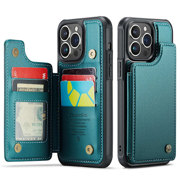 Etui til iPhone 13 Blågrøn Flip Wallet med Kortholder