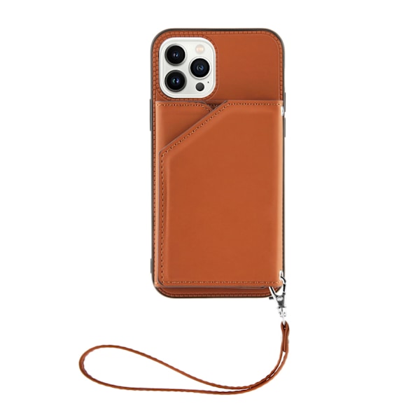 Fodral för iPhone 13 Pro Khaki (med armband) Mjukt Kortfodral Rem Multi-Kort Crossbody Kortfodral