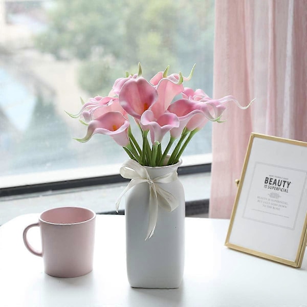 24 st Calla Lilja Bröllopsbukett Latex Real Touch Konstgjorda Blommor (Blå och Vit) Pink
