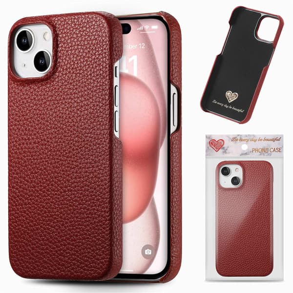 Etui til iPhone 16 Pro Max Sinus rød klassisk Simpel høj værdi niche Pebbled halv-kant