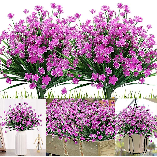 Kunstige blomster, 8 bunter utendørs UV-bestandige falske planter Fuchsia