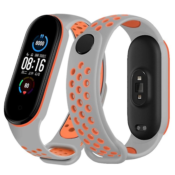 Harmaa Oranssi Harmaa Oranssi yhteensopiva Xiaomi Mi Band 6:n kanssa (ca8856) Silikoni Ranneke