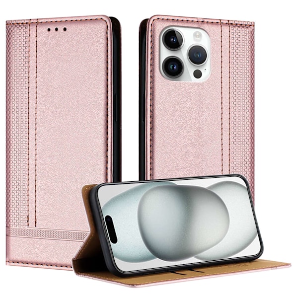 Fodral för iPhone 14 Plus Roséguld Magnetisk Plånbok med Korthållare