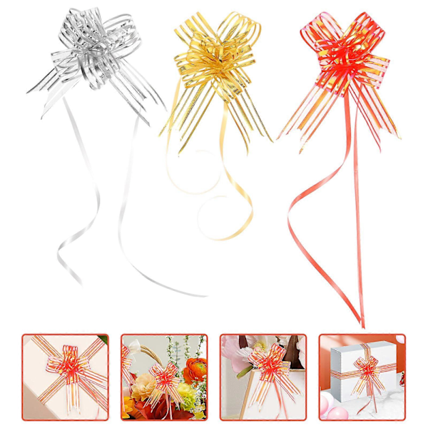30 st Presentförpackning Dragrosetter DIY Dragblommor Dekorationer Alla hjärtans dag Rosett Tillbehör