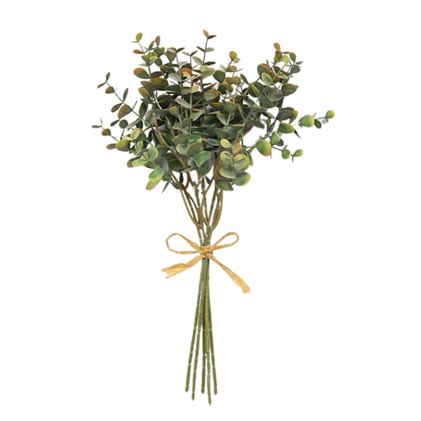 5 st/set Falska eukalyptusblad Icke-vissnande Real Touch Charmiga Inga Vattnings Konstgjorda Blommor för Bröllop Dark Gray + Orange