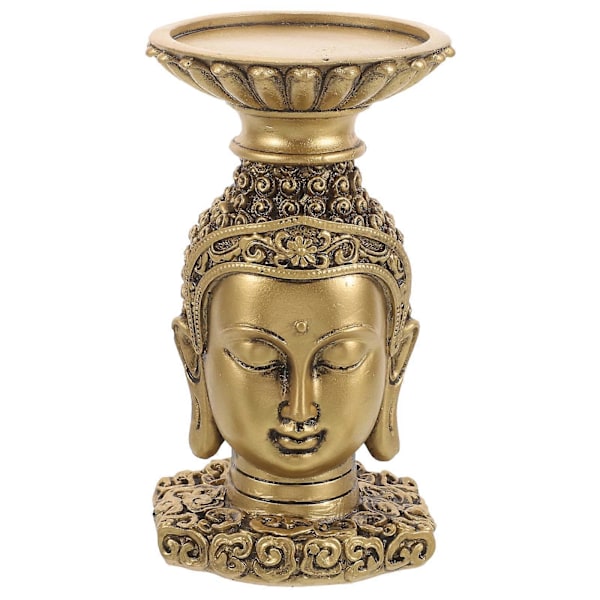 Buddhahuvud Ljusstake i Resin Skrivbordsaltare Staty Dekor