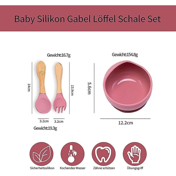 Nyhet 3-delad silikon baby set för barn tallrikar och skedar halkfri baby , Bp