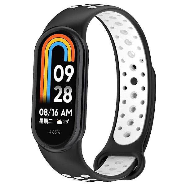Sort Hvid Sort Hvid Silikone Urrem kompatibel med Xiaomi Mi Band 8