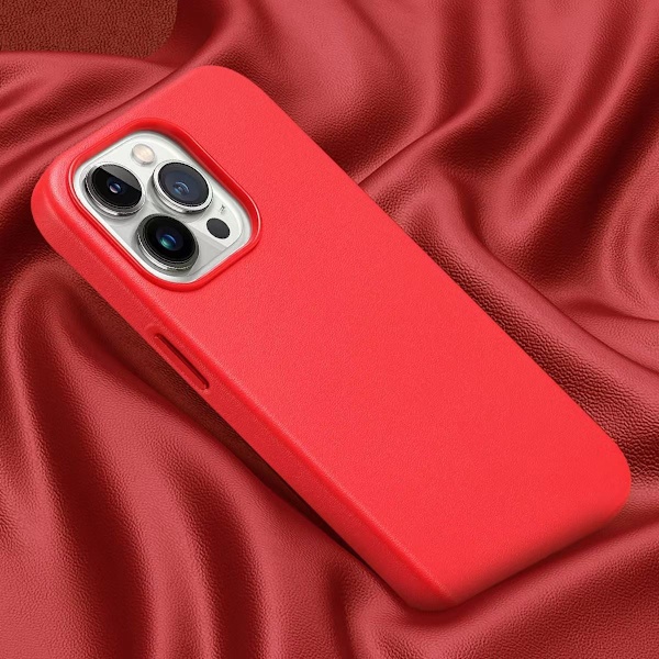 Etui til iPhone 15plus magnetisk Passion Red læder Magnetisk officiel