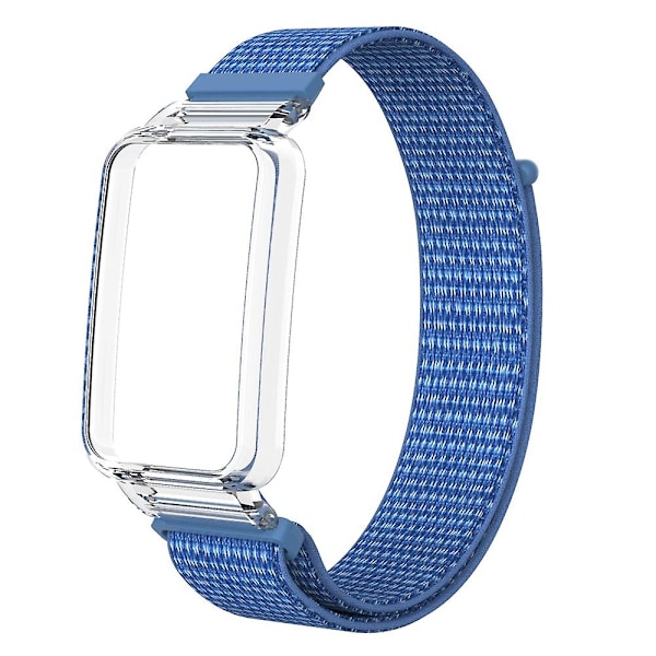Blå PC-deksel + Nylon Loop-stropp kompatibel med Xiaomi Mi Band 7 Pro