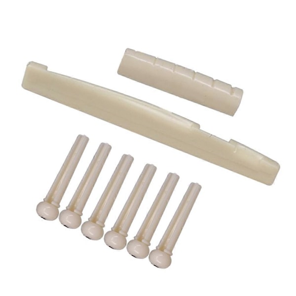 Gitarrtillbehör 6 Strängar Gitarrstall Pins Sadel Mutter Akustiskt Stränghållarset Light cream yellow